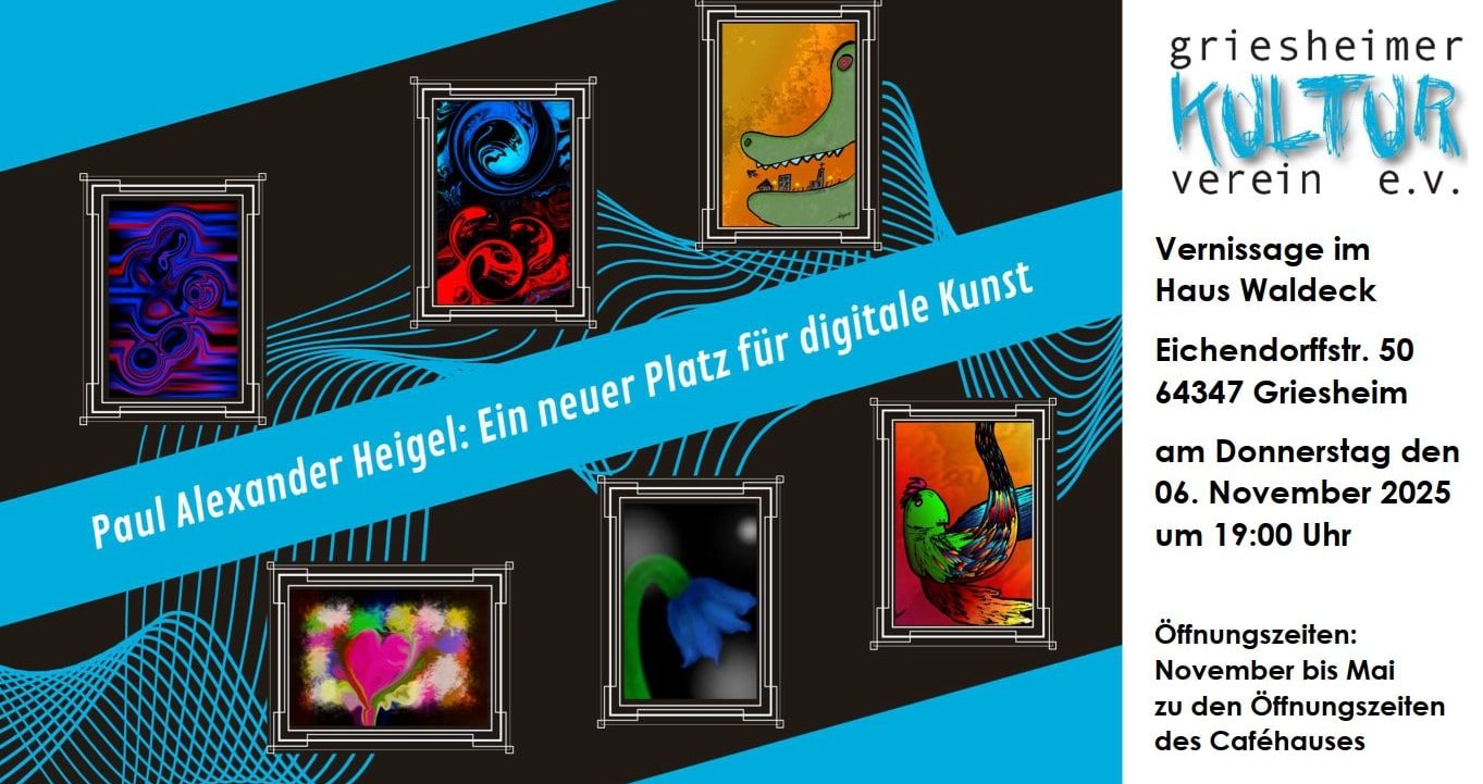 Farbenfrohe Kunstwerke in rahmen, die zu einer digitalen Ausstellung einladen.